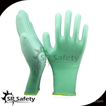 SRSAFETY 13 gauge green polyester rayon glove/made in China